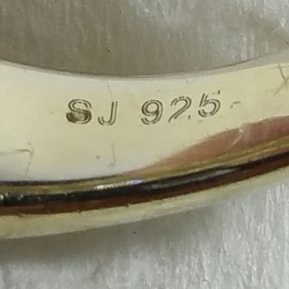 DESIGNER SJ CZ GOLD PLATE STERLING SILVER RING - Picture 5 of 8